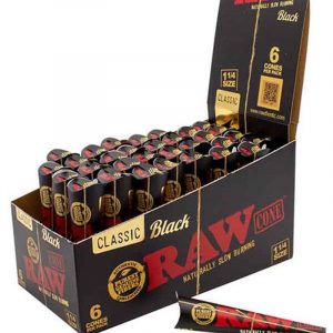 Raw 6 Pre-Roll Cones (Short - Black)