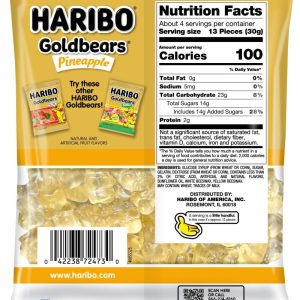 Haribo Gummi Candy Goldbears Pineapple 4oz